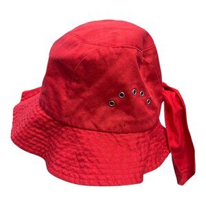 Betmar New York Red Bucket Hat with Grommets and Back Bow – Gently Used